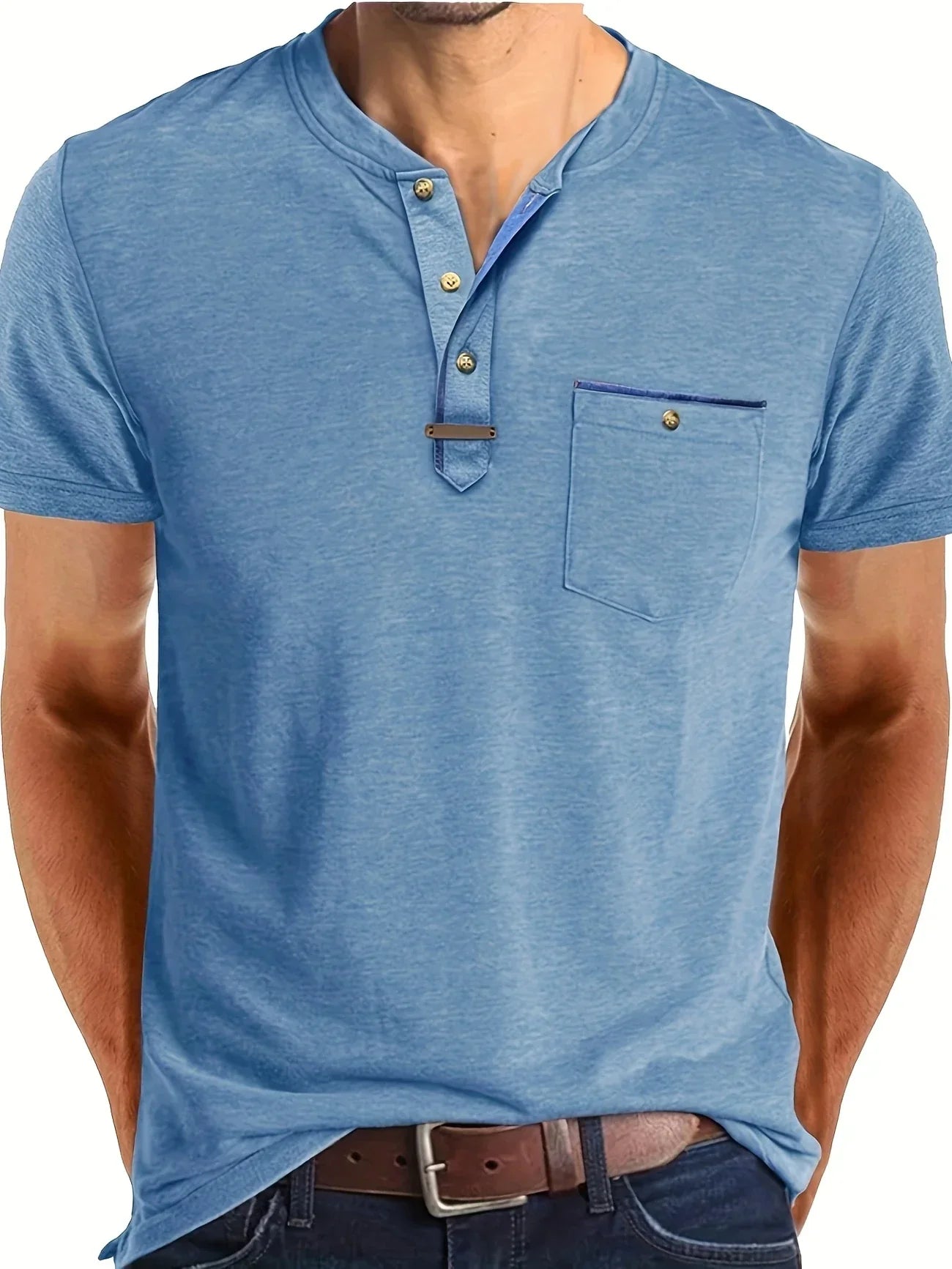 T-shirt Élégant à Col Ras Du Cou Avec Poche
