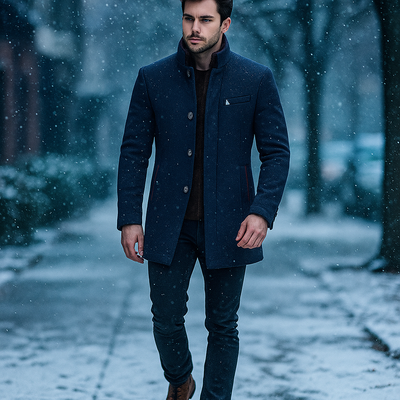 Manteau 3/4 Élégant En Laine