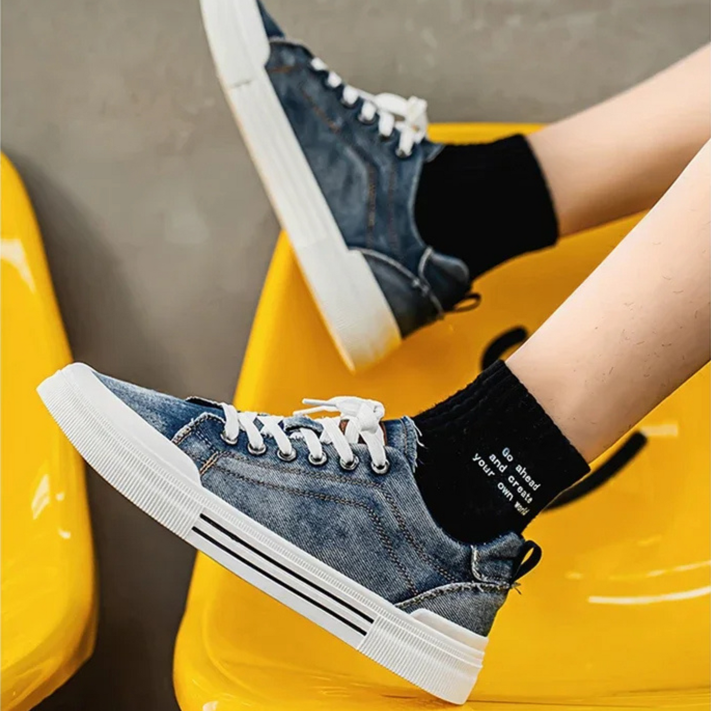 Baskets Élégantes En Denim