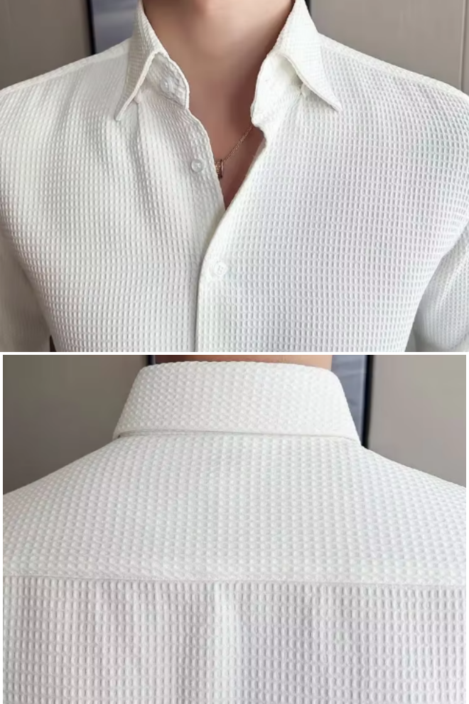 Chemise À Manches Longues En Tissu Gaufré