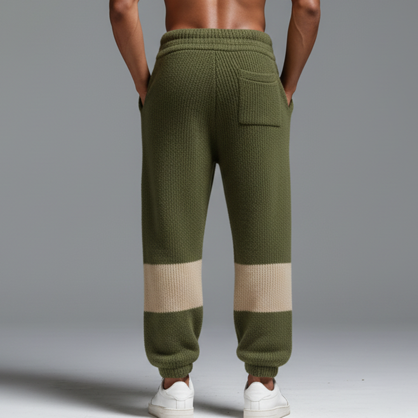 Pantalon Décontracté En Maille À Taille Élastique