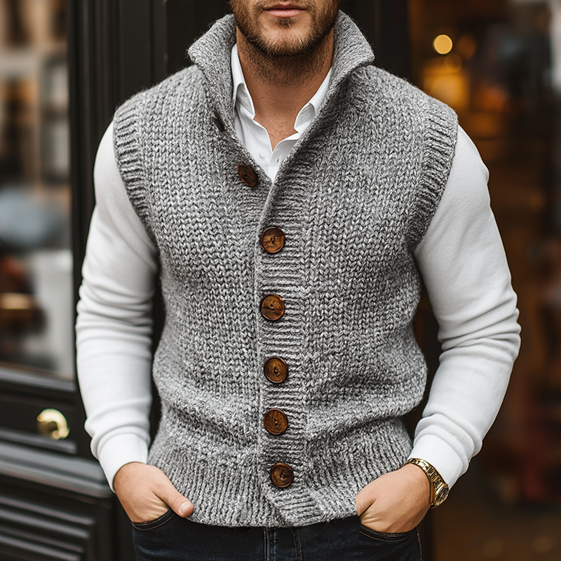 Gilet Boutonné En Tricot