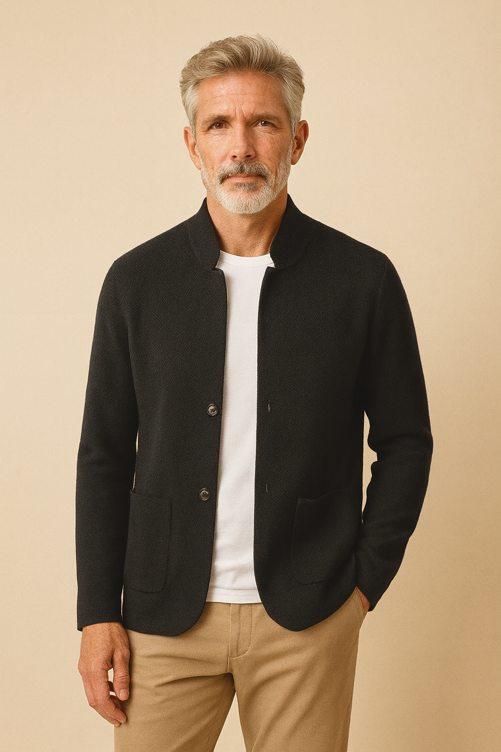 Veste Cardigan Lucio En Maille À Col Montant