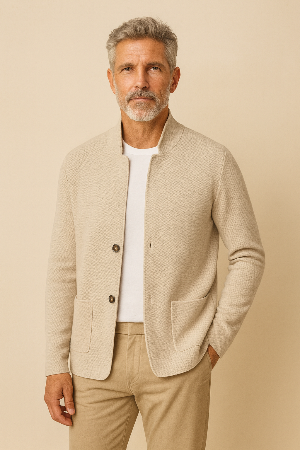 Veste Cardigan Lucio En Maille À Col Montant