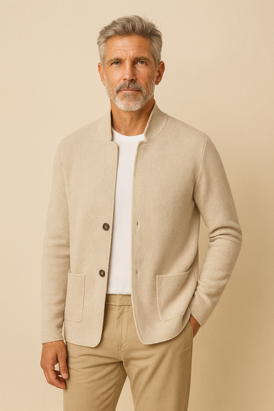 Veste Cardigan Lucio En Maille À Col Montant