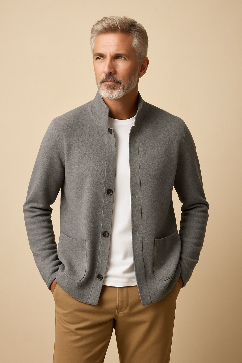 Veste Cardigan Lucio En Maille À Col Montant