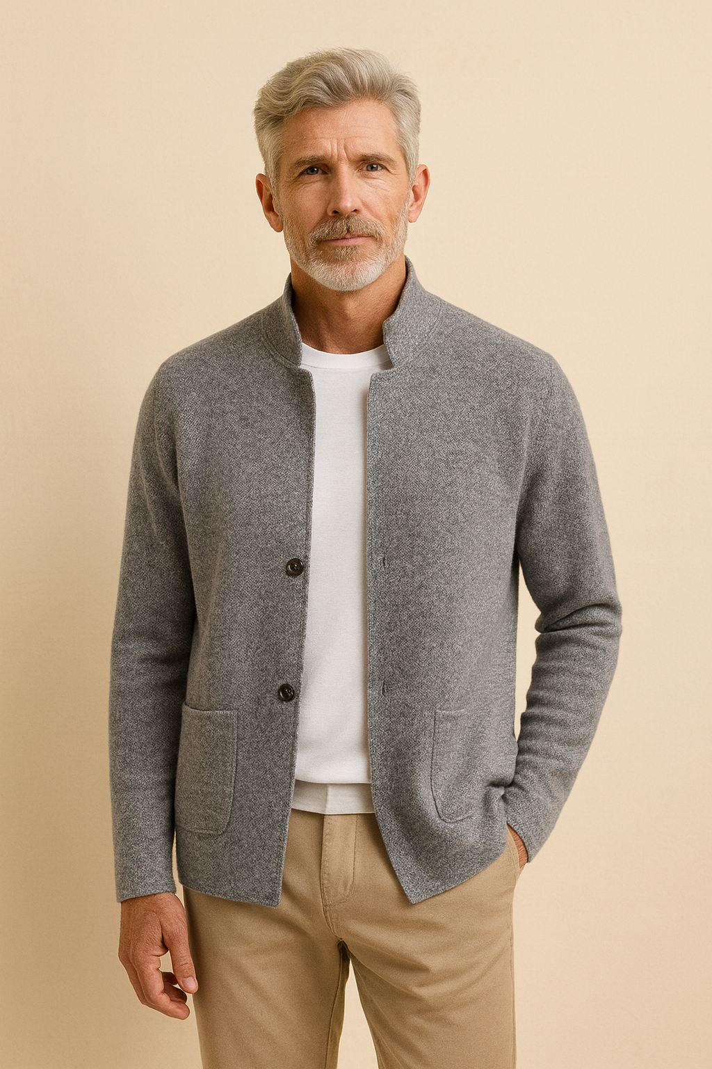 Veste Cardigan Lucio En Maille À Col Montant