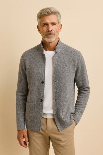 Veste Cardigan Lucio En Maille À Col Montant