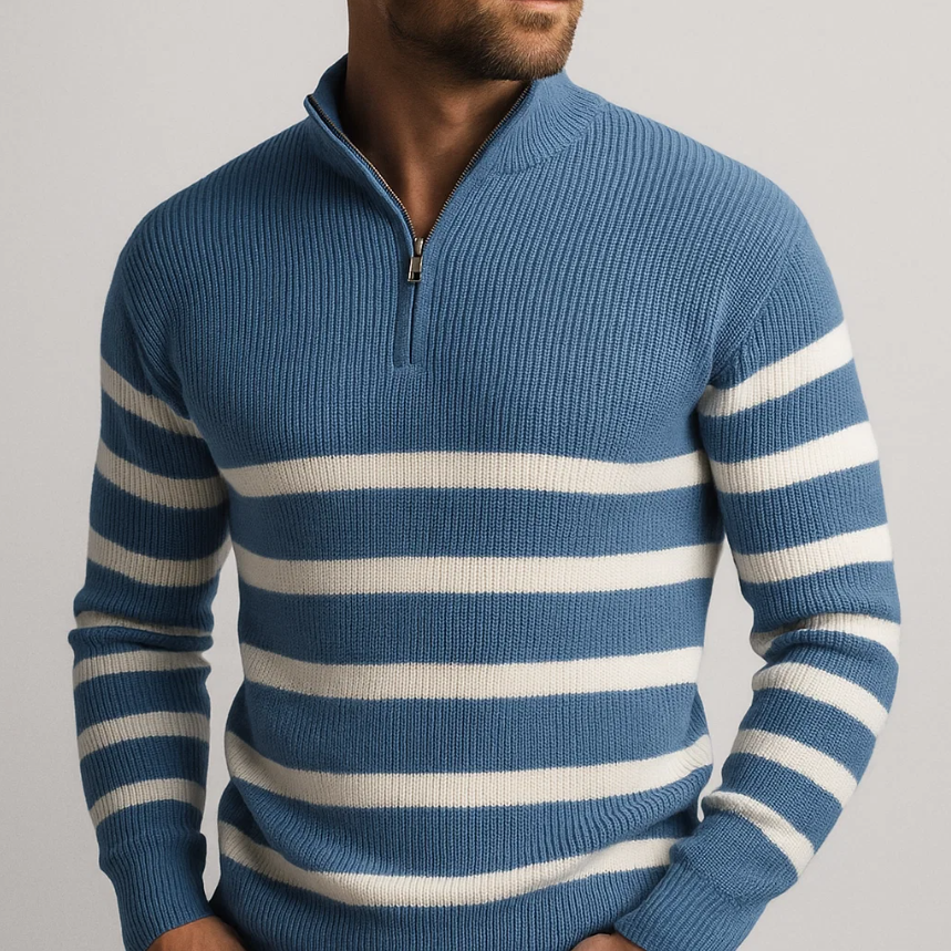 Pull Sebby Zippé En Tricot Côtelé