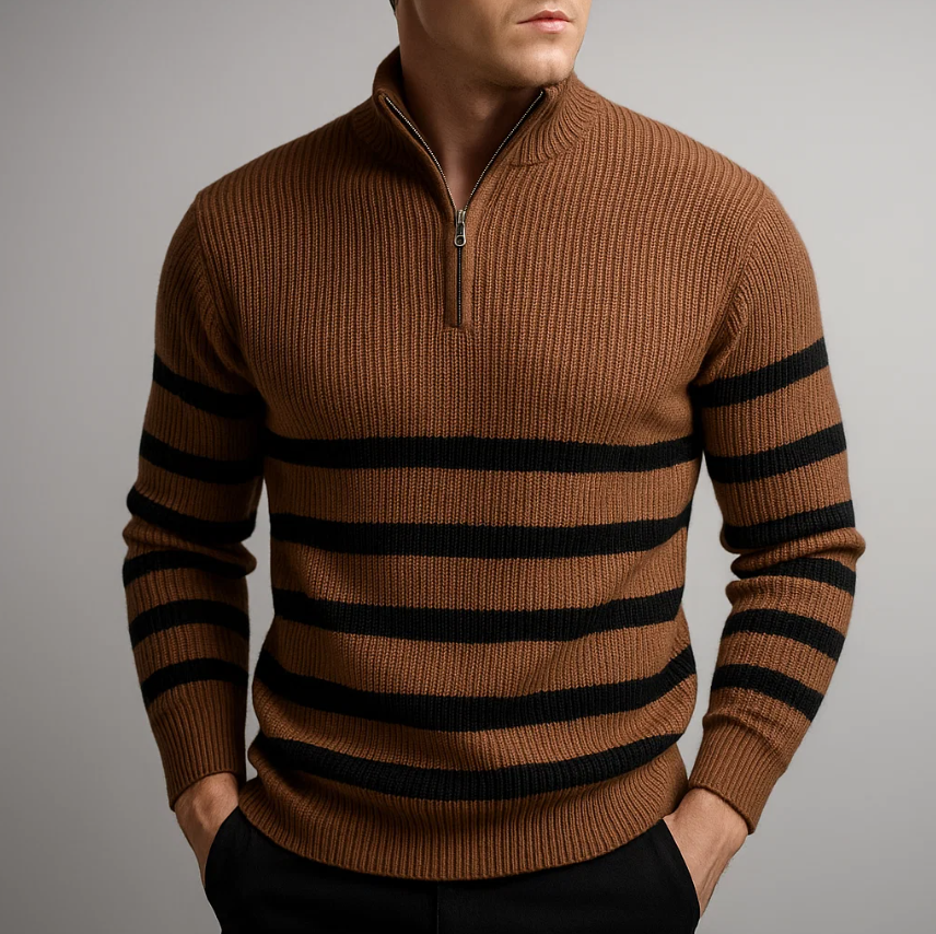 Pull Sebby Zippé En Tricot Côtelé