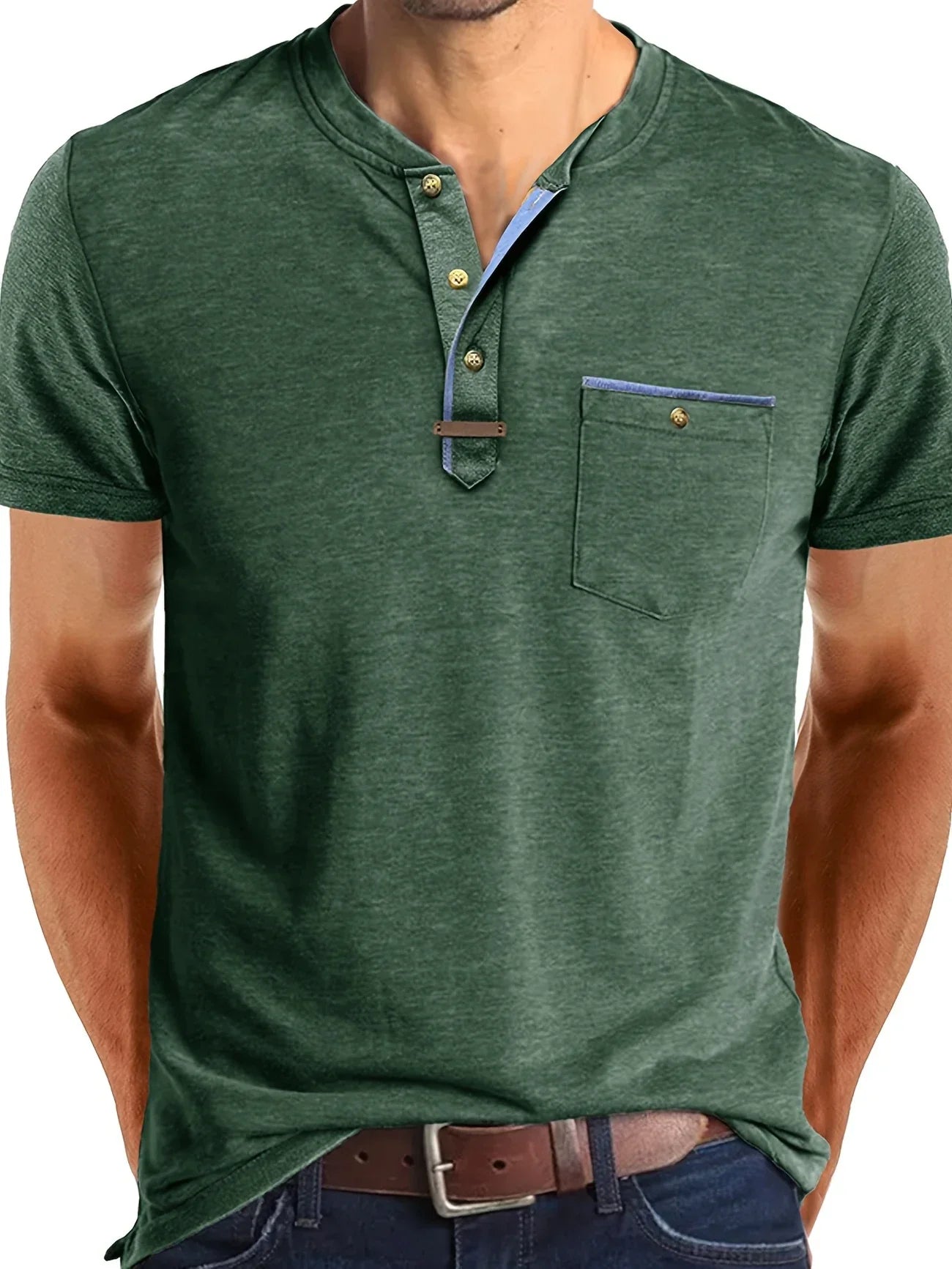 T-shirt Élégant à Col Ras Du Cou Avec Poche